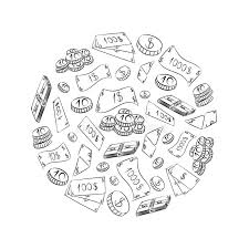 The same applies to rounded rectangles. Hand Drawn Banknotes And Coins Doodle Drawings Of Cash Arranged In A Circle Sketch Style Stock Vector Illustration Of Change Capital 89965536