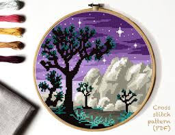 I hope you enjoy sewing it. Parc National De Joshua Tree Moderne De Modele De Point De Croix De La Nature Point De Croix Cross Stitch Landscape Nature Cross Stitch Cross Stitch Patterns