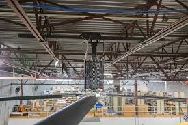 Reasons for choosing gx hvls ceiling fans for industrial warehouse/factory 1.reduce condensation 2.circulate air flow from one area to another 3.cool the area in the summer with up to 30% greater coverage 4.decrease airborne pollutants 5.save money on heating and cooling costs and hvac. Big Warehouse Fans Rice Equipment Co Loading Dock Door Service