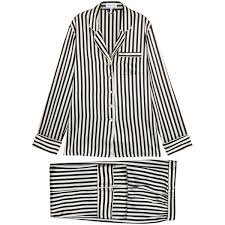 Black And White Striped Satin Pajamas Olivia Von Halle Lila Nika Striped Silk Pyjama Set Size 3 480 Liked On Polyvore Featuring Intimates Sleepwear Paj With Images Silk Pajama Set Silk Pajamas Clothes