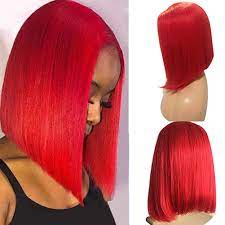 Quick weave red blunt cut bob side part. Amazon Com Red T Part Bob Lace Wigs Human Hair Wigs Lace Front Wig Blunt Cut Colored Bob Wig Middle Part 13x5x1 Deep Parting Bleached Knots Pre Plucked Natural Hairline Straight For