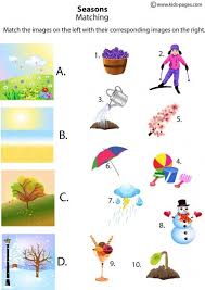 The Four Seasons Matching Worksheet Seasons Worksheets Seasons Kindergarten Seasons Lessons