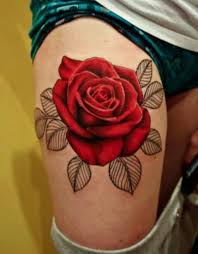 Colourful Rose Tattoo Best Tattoo Designs Thigh Tattoo Designs Realistic Rose Tattoo Thigh Tattoos Women