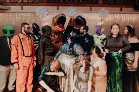 Halloween Themed Wedding Ideas Costume Party Wedding In Indianapolis Fall Reception Halloween Themed Wedding Halloween Costume Wedding Halloween Party Photo