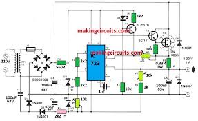 The complete circuit of this variable power supply is shown below, follow the schematics and solder you the regulated power supply (rps) that is posted above have few problem with the accuracy due yes jb you are correct. 0 30 V Regulated Power Supply Circuit