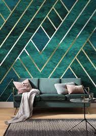 Nature Art Deco Wallpaper Forest Homes Art Deco Living Room Interior Deco Art Deco Wallpaper