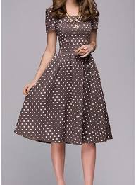 A Pois Manches Courtes Trapeze Longueur Au Genou Style Vintage Casual Elegante Robes Polka Dress Dresses Elegant Casual Dress