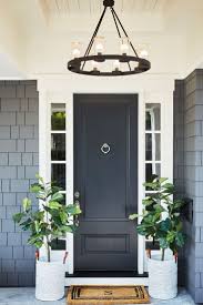 Turning A New Build Into A Forever Home In San Carlos Ca In 2020 Exterior Entryway Ideas Black Exterior Doors Transitional Front Doors