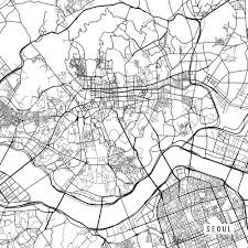 Seoul Map South Korea Black And White Framed Art Print By Main Street Maps Vector Black X Small 10x12 In 2020 Seoul Map Black And White Canvas White Framed Art