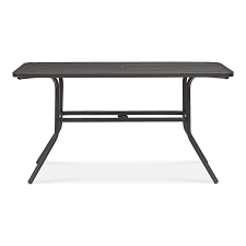 Garden Treasures Pelham Bay Rectangle Outdoor Dining Table 60 In W X 38 In L With Umbrella Hole Lowes Com Outdoor Dining Table Rectangle Dining Table Dining Table