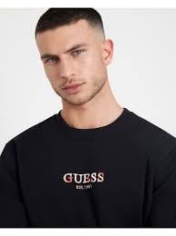 Poleron Guess Multicolor Logo Cn Sweatshirt Jblk Negro
