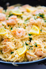 Lemon Garlic Shrimp Pasta Garnished Plate Lemon Garlic Shrimp Pasta Garlic Shrimp Pasta Easy Pasta