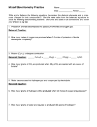 Mixed Stoichiometry Practice Fill Online Printable Fillable Blank Pdffiller