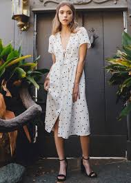 Black And White Spot Midi Dress Sofia Polka Dot Midi Dress White Pretty Summer Dresses Fashion Floral Print Dress Outfit