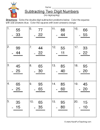 Subtracting with no regrouping (a). Two Digit Subtraction Without Regrouping Worksheet Have Fun Teaching