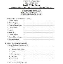 Yang bertanda tangan di bawah ini kami adalah orangtua / wali : Galeri Paud Formulir Pendaftaran Siswa Baru 2018