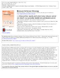 Pdf Oleocanthal Rapidly And Selectively Induces Cancer Cell Death Via Lysosomal Membrane Permeabilization Lmp
