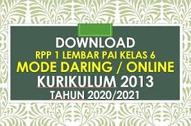 37 tahun 2018 tentang ki dan kd kurikulum 2013. Download Rpp 1 Lembar Pai Daring Kelas 6 Revisi 2020 2021 Beritapppk Com