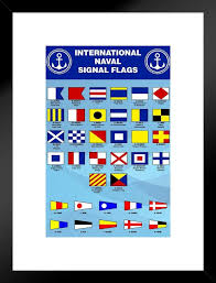 Poster Foundry International Naval Signal Flags Reference Chart Matted Framed Wall Art Print 20x26 Inch