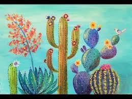 Choose your favorite cactus paintings from millions of available designs. Southwest Colorful Cactus Acrylic Painting Tutorial Live Full Length Demo By Angelafineart On Youtube Easy H Cactus Paintings Cactus Art Painting Tutorial