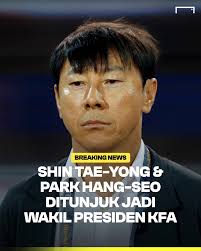 Pelatih Shin Tae-yong dan Park Hang-seo resmi ditunjuk sebagai wakil  presiden federasi Korea Selatan (KFA) 👏 STY akan menjabat sebagai Wakil  Presiden untuk urusan internasional. Dengan pengalamannya mengelola tim  nasional Indonesia dan
