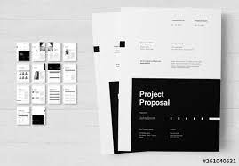 Stock Template Of Black And White Project Proposal Search More Similar Templates At Adobe Stock Proje Proposal Design Project Proposal Booklet Design Layout