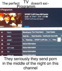 Alle infos zum programm, sendungen & livesport! Tv Doesn T Exi Proaramm The Perfect J Programm Sport Clips Sexy Wii Sports Satellit 19 Sport1 0200 0205 Sport Clips Sexy Wi Sports Port1 Satellit Morgen Bloodrayne The Third Reich Dark Matter Steel Bu