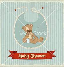 Retro Baby Shower Card With Teddy Bear Vector Image On Vectorstock Baby Shower Cards Retro Baby Baby Shower