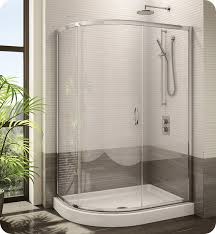 Sometimes having a little bathroom works to your benefit. Fleurco Signature Capri Half Round Frameless Curved Glass Sliding Shower Door