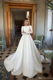 Details About Milla Nova Wedding Dresses Bridal Gowns A Line Satin Backless Train Long Sleeves