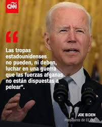 Respaldo firmemente mi decisión" de retirar las fuerzas de Estados Unidos  de Afganistán, dijo Biden, agregando que no había un buen momento para  tomar esta decisión. ¿Qué opinas de las palabras del