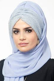 Aise Tesettur Gumus Lila Payetli Buzgulu Bandana Pratik Sal Basortusu Baglama Teknikleri Turkuaz Moda