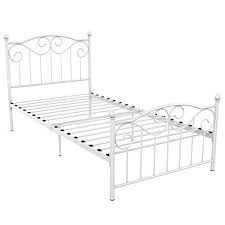 Yaheetech Single Metal Bed Frame 87 99 Free Shipping Twin Size Vintage Bedstead Wood Slats Support Single Metal Bed White Metal Bed White Metal Bed Frame