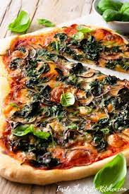 Spinach Pizza With Gorgonzola Red Onion Inside The Rustic Kitchen Recipe Italian Recipes Gorgonzola Pizza Best Italian Recipes