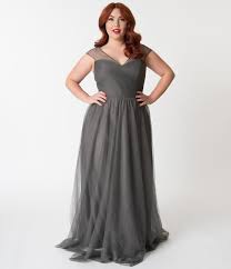 Plus Size Charcoal Grey Mesh Wrapped Sweetheart Neckline Long Dress Bridesmaid Dresses Plus Size Grey Bridesmaid Dresses Long Plus Size Long Dresses