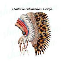 Printable Sublimation Design Native American Headdress Png Etsy Native American Headdress Digital Art Design Stencil Patterns Templates