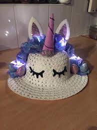 Unicorn Easter Bonnet With Fairy Lights Girls Easter Bonnet Easter Hats Easter Hat Parade