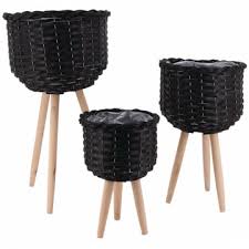 Check spelling or type a new query. Cache Pots Rond Sur Pieds En Osier Teinte Noir Boisnature L