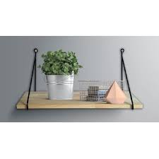 Kit 2 Equerres Noir 1 Tablette Chene 50x19cm Decoration Murale Pas Cher Equerre Deco