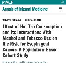 No standard test is used to screen for esophageal cancer. Drinking Tea At High Temperatures Is Associated With An