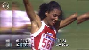Florence griffith joyner continued her track career at cal state university at northridge, coached by bob kersee. Florence Griffith Joyner Sprints To Gold In Seoul Gold Medal Moments Presented By Hershey S Youtube