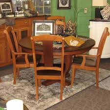 Amish handcrafted single and double pedestal tables. Round Hamilton Dining Table Shown In Rustic Walnut Amish Oak