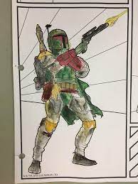 What's more, it is ideal to begin giving youngsters page to coloring from the less demanding level where the picture has no more subtle elements and higher. Threw Some Water Colors On This Boba Fett Coloring Page Starwars