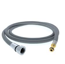 The old one (which was black) has the white ring inside of it, with the flatter side in and the thinner side out. Pulldown Replacement Spray Hose For Moen Kitchen Faucets 150259 Beautiful Strong Nylon Finish Sized Right At 68 Inches Fits In Place Of Moen 150259 187108 Model Hoses By Essential Values Walmart Com Walmart Com