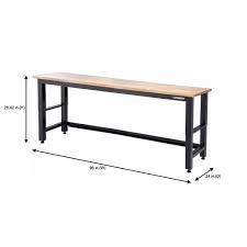 Husky 8 Ft Adjustable Height Solid Wood Top Workbench G9600 Us1 The Home Depot In 2020 Wood Top Workbench Solid Wood Workbench