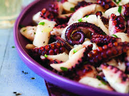 Marinated Octopus Salad With Olive Oil And Lemon Recipe Octopus Salad Octopus Recipes Seafood Recipes