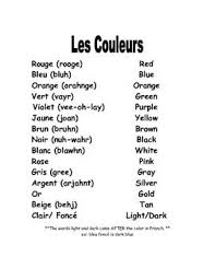 French Colors Vocabulary Basic French Words Useful French Phrases Learn French