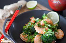 Crevettes Sautees Au Gingembre Et Brocolis Les Pepites De Noisette