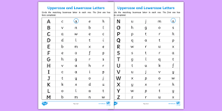 This is a completely free set of all 26 lowercase letters in a pdf document that has the letters written in big hollow chunky form with a whole sheet of paper per letter to. Alphabet Upper Case And Lower Case Worksheet Primary