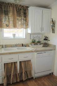 Shabby chic kitchen ideas | ideal home. Farmhouse Kitchen With Burlap Ruffled Sink Curtains Window Valance I Don T Care For The Curtains Under The Shabby Chic Kitchen Chic Kitchen Burlap Kitchen